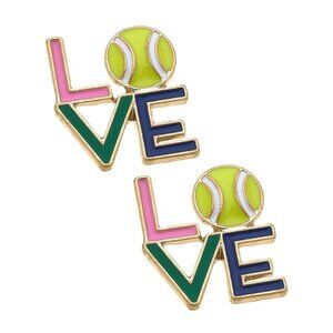 LOVE Tennis Stacked Enamel Stud Earrings